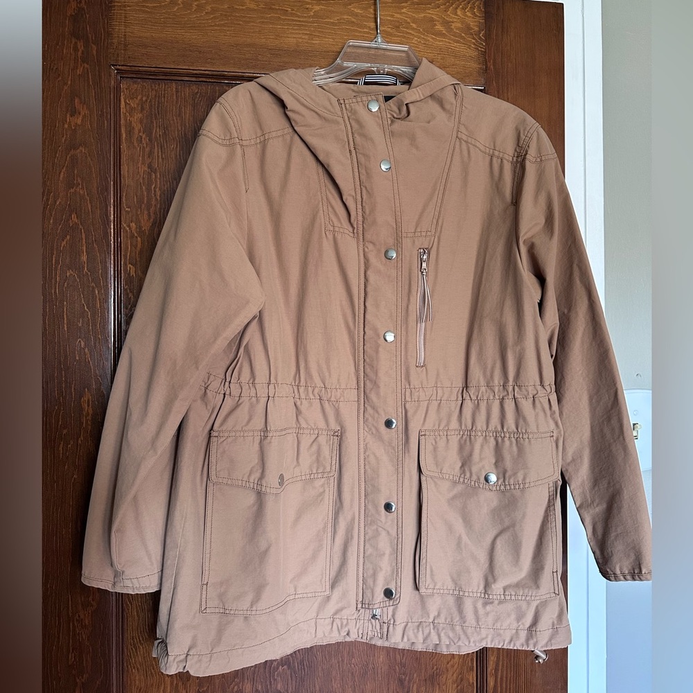 J. Crew Tan Hooded Rain Resistant Jacket